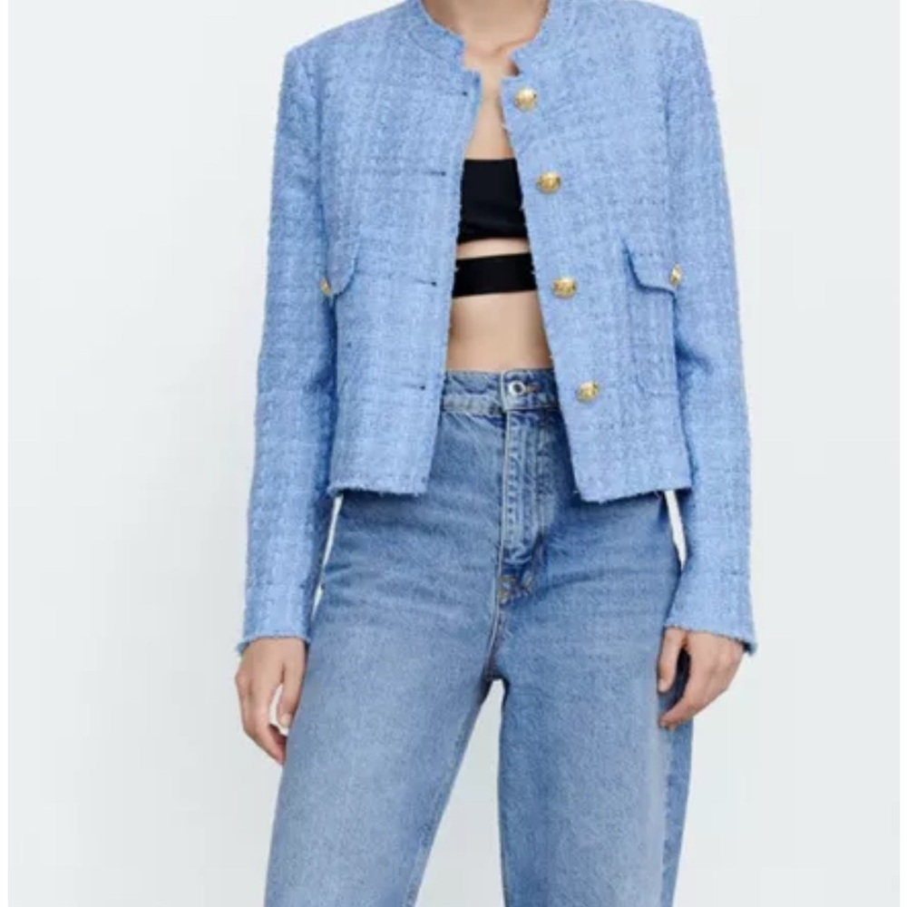 Zara Blue Tweed Women's Jacket